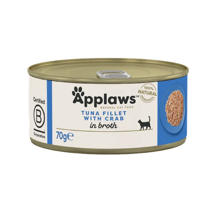 Applaws Tin Tuna Fillet & Crab in Broth 70g