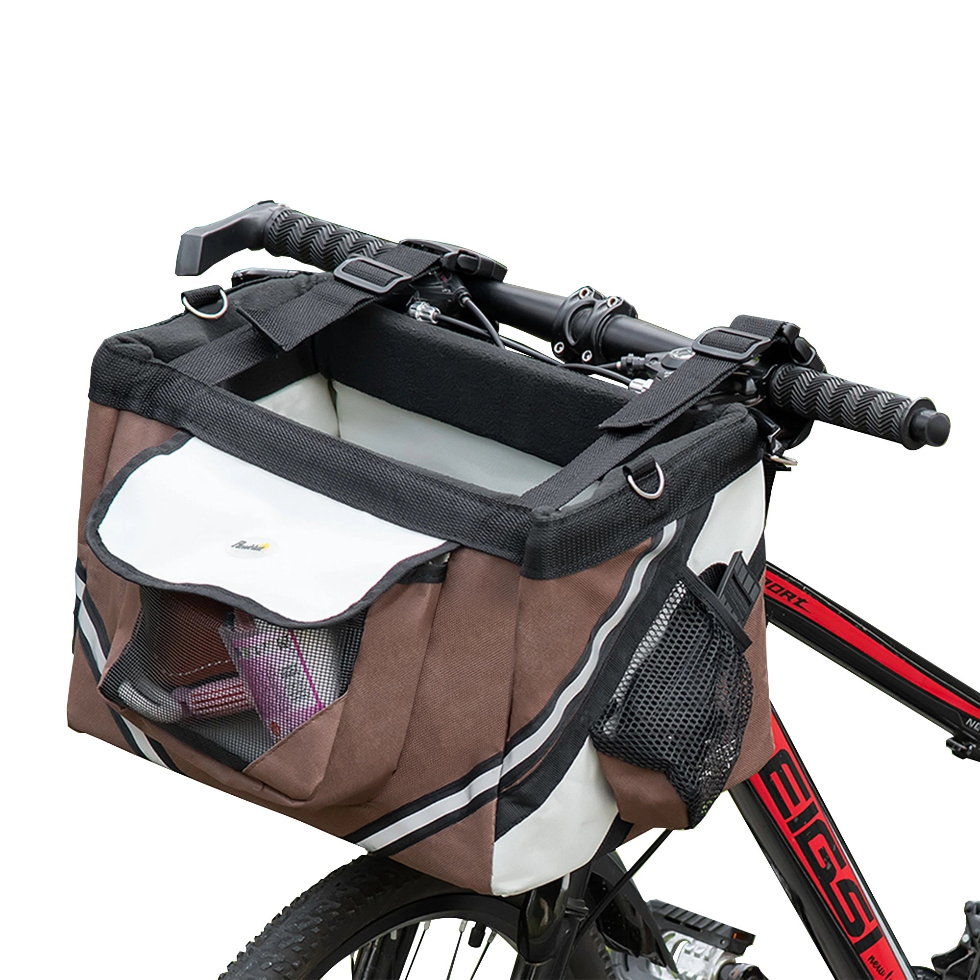 PawHut Dog Bike Basket, 3 in 1 Cat Travel Bag Bicycle Carrier Sling Bag with Storage