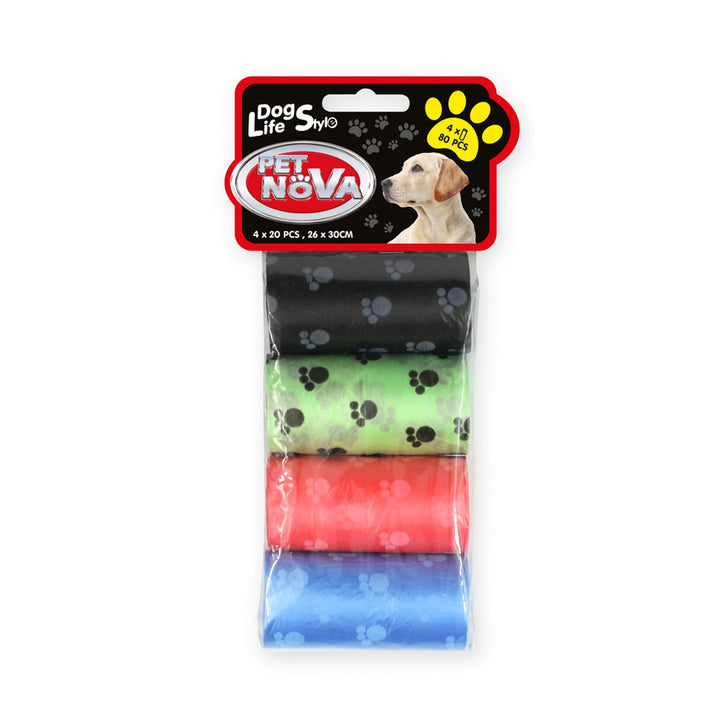 Pet Nova 4 Colour Waste Bags 4*20pcs
