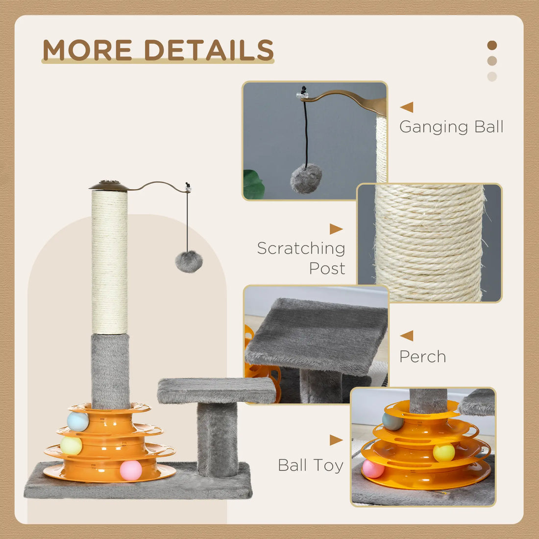 PawHut 56cm Cat Tree Tower Activity Centre