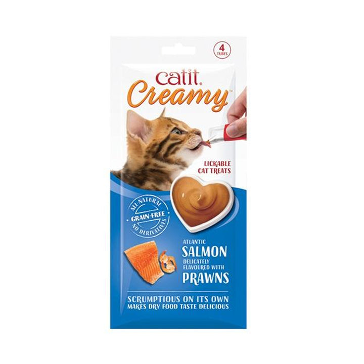 Catit Creamy Lickable Cat Treat Salmon & Prawns 4pcs