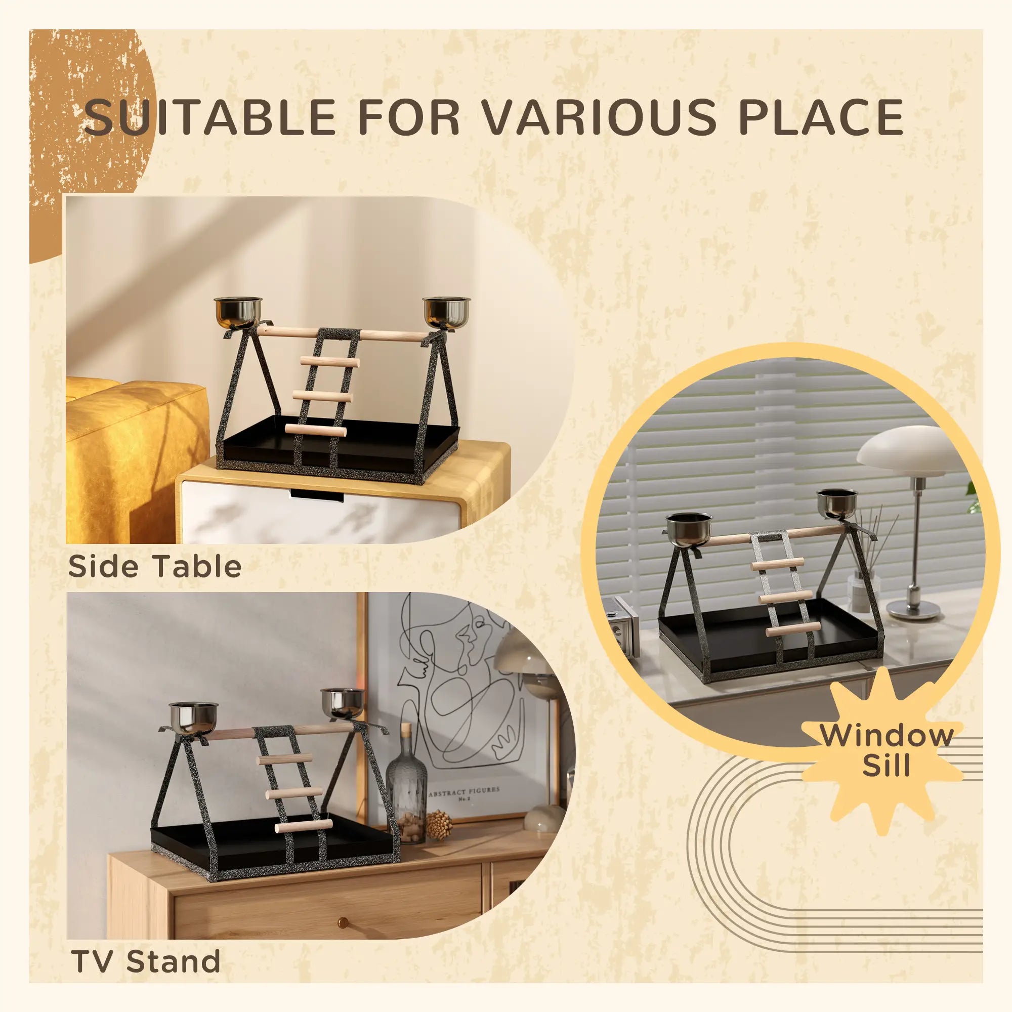 PawHut Portable Bird Stand Parrot Macaw Conure Cockatiel Playground Gym with Ladder Perch Removable Tray