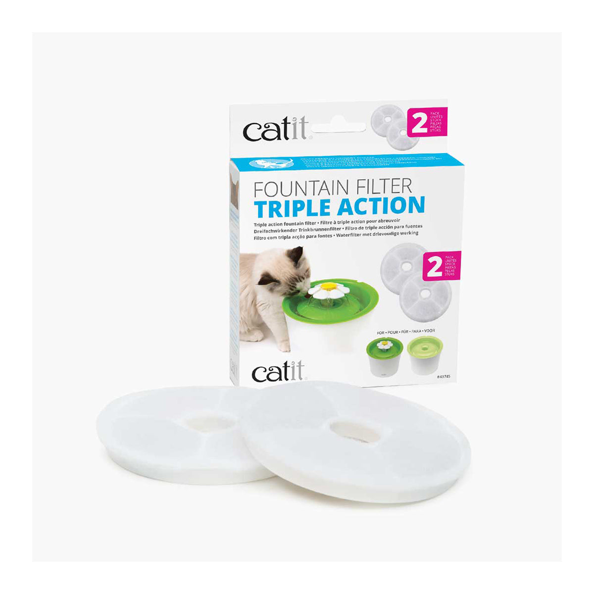 Catit Triple Action Fountain Filter – 2 Pack