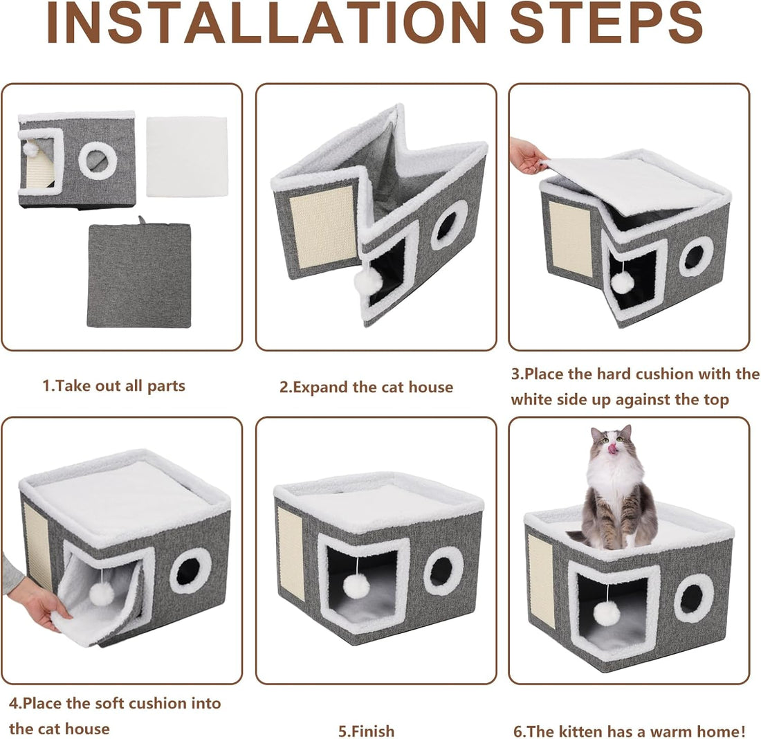 Cat Cave Foldable Cat House With Scratch Pad