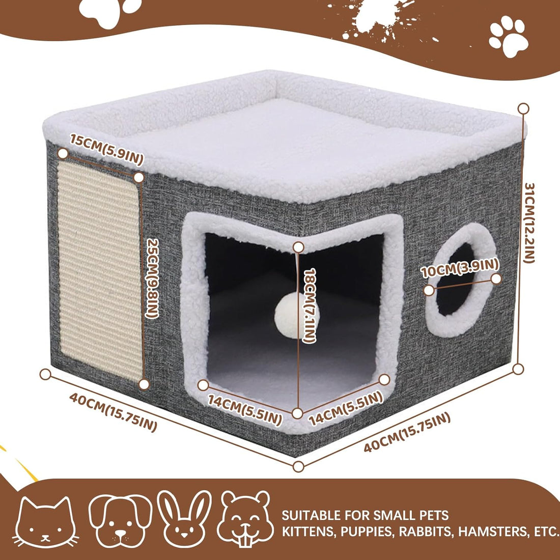 Cat Cave Foldable Cat House With Scratch Pad