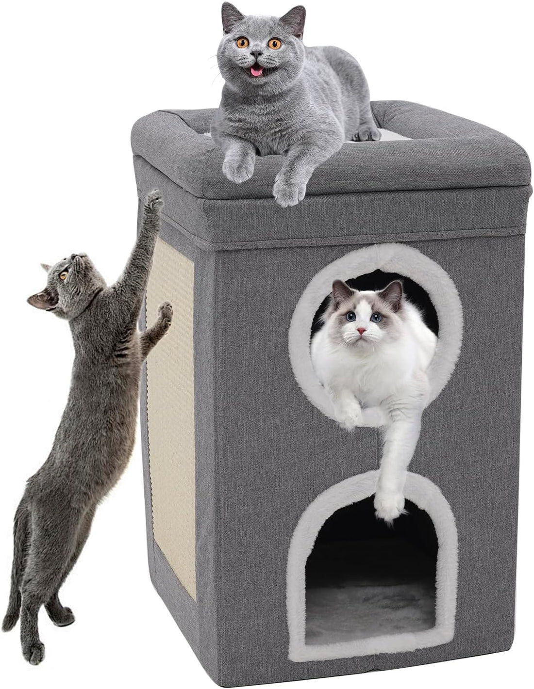 Cat Cave Foldable Cat House With Scratch Pad Tall