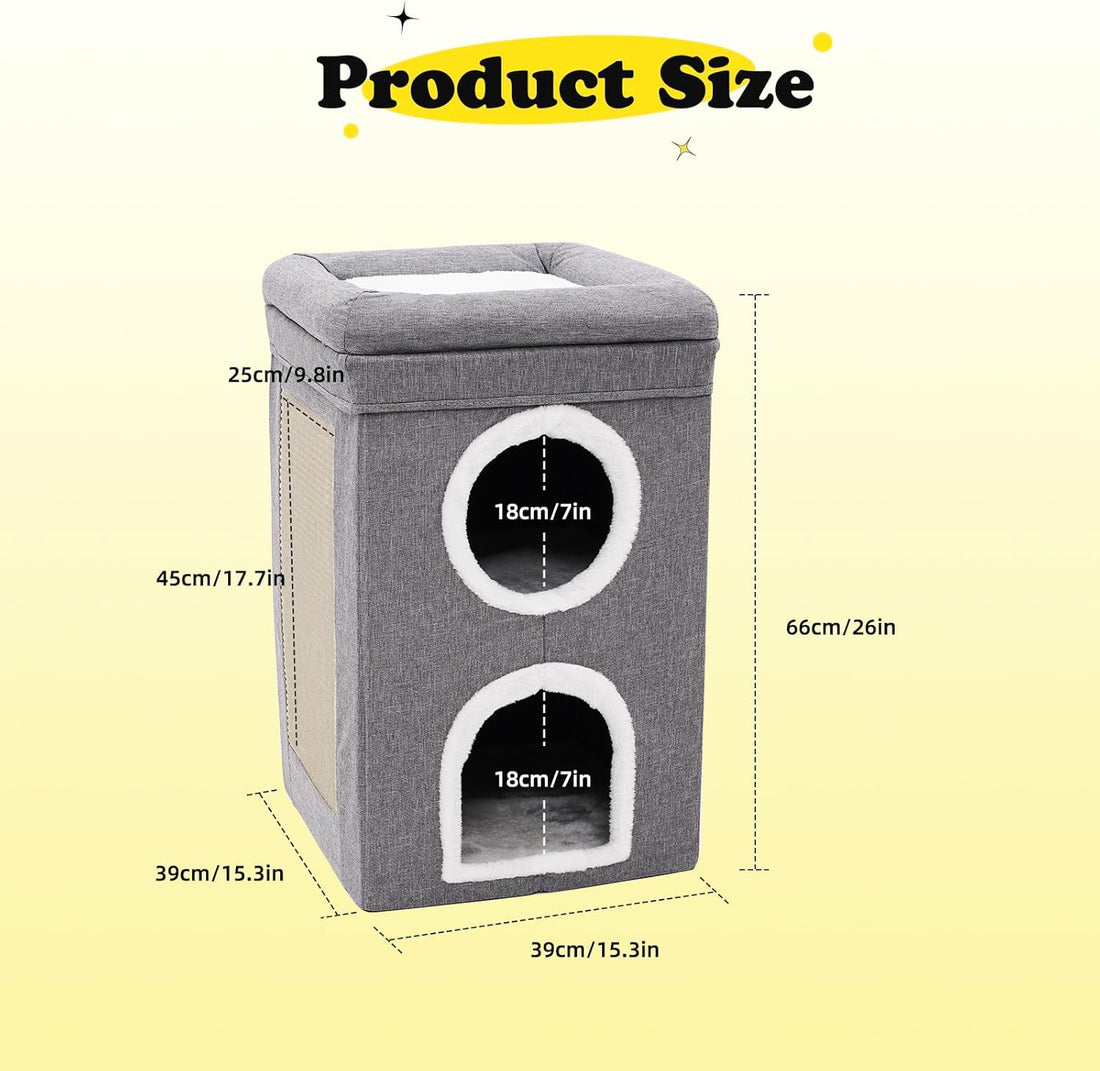 Cat Cave Foldable Cat House With Scratch Pad Tall