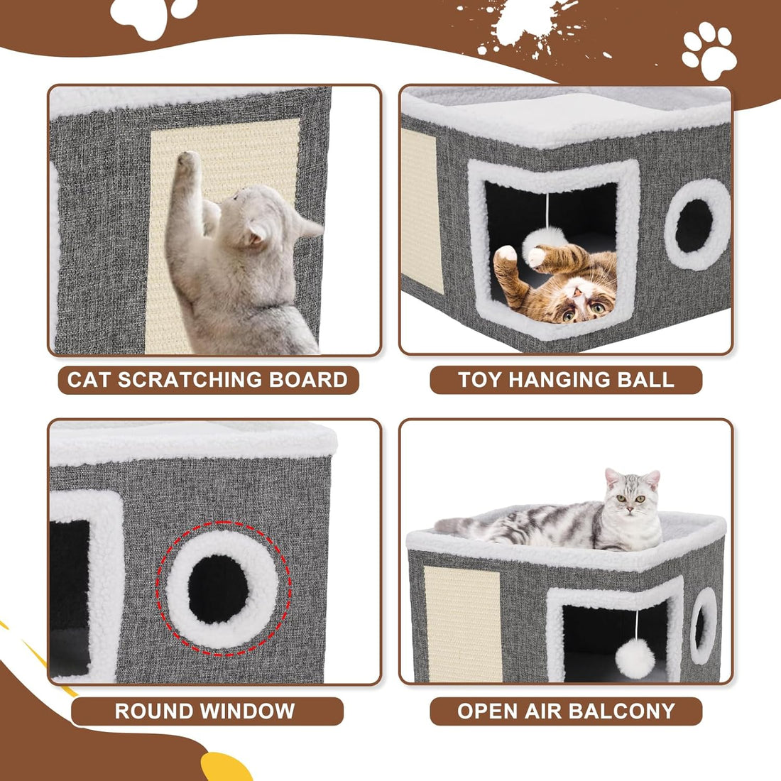 Cat Cave Foldable Cat House With Scratch Pad