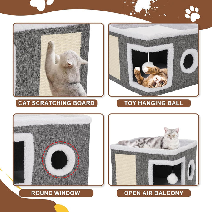 Cat Cave Foldable Cat House With Scratch Pad