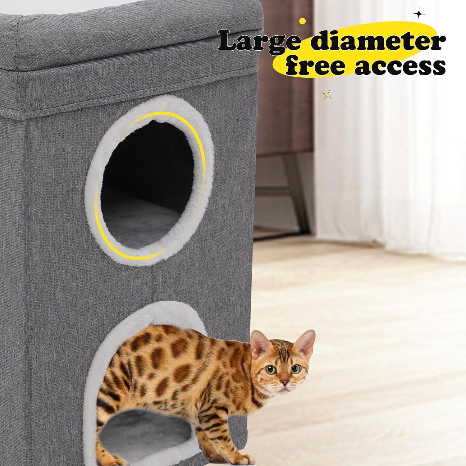 Cat Cave Foldable Cat House With Scratch Pad Tall