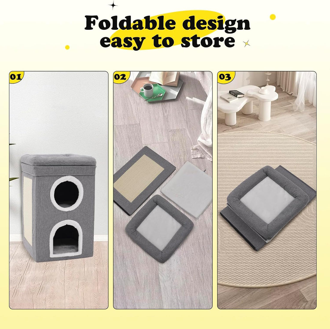 Cat Cave Foldable Cat House With Scratch Pad Tall