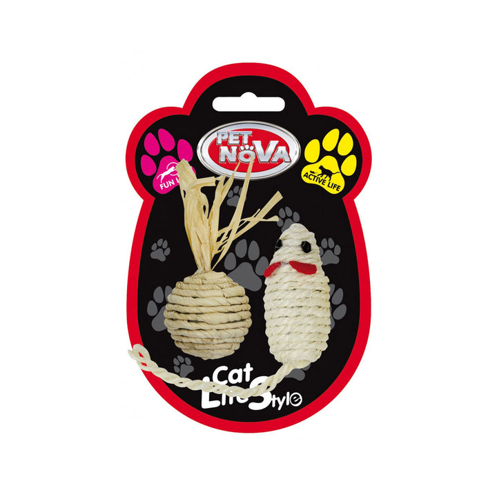 Pet Nova Set Mouse 7x3cm And Ball 4cm