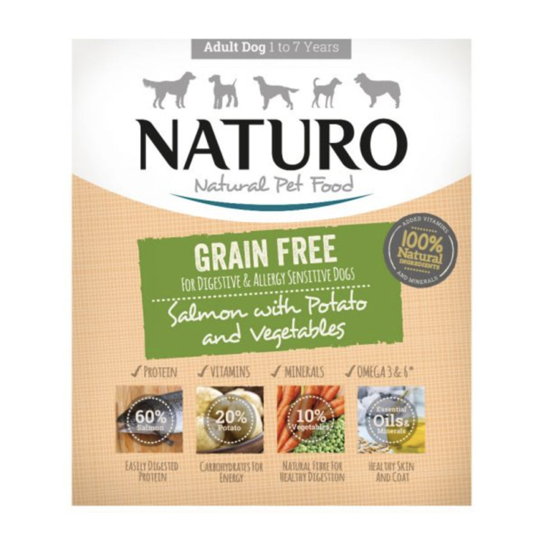 Naturo Adult Dog Grain Free Salmon & Potato With Vegetables 400g