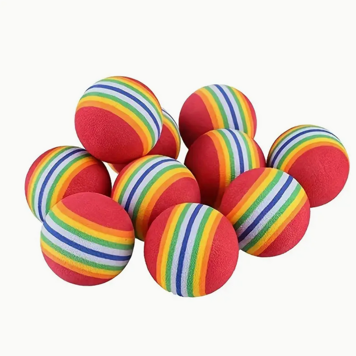 Interactive Red Rainbow Cat Toy Balls