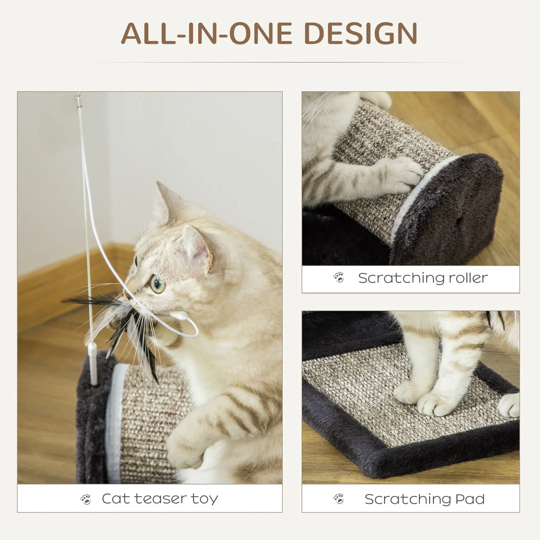 PawHut Cat Scratcher, Sisal Cat Scratching Board Mat Pad with Roller