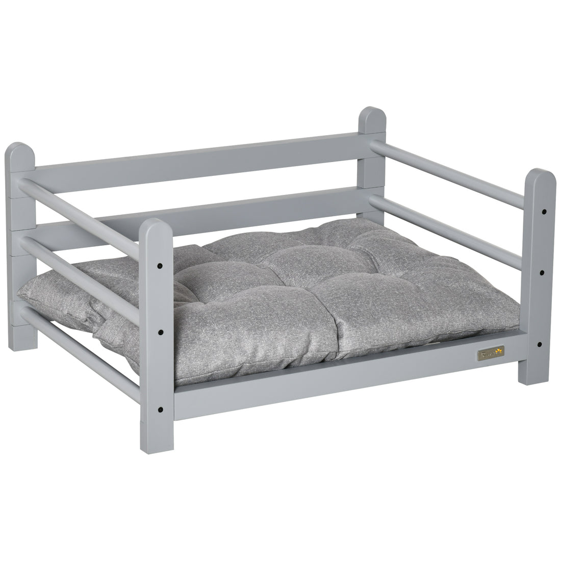 PawHut Raised Pet Bed for Small Dogs Cats w/ Washable Cushion, Grey