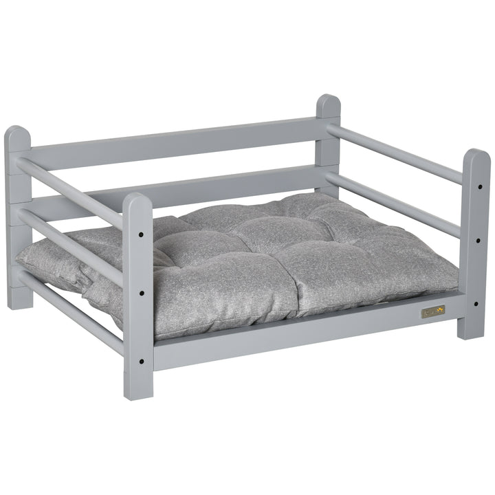 PawHut Raised Pet Bed for Small Dogs Cats w/ Washable Cushion, Grey