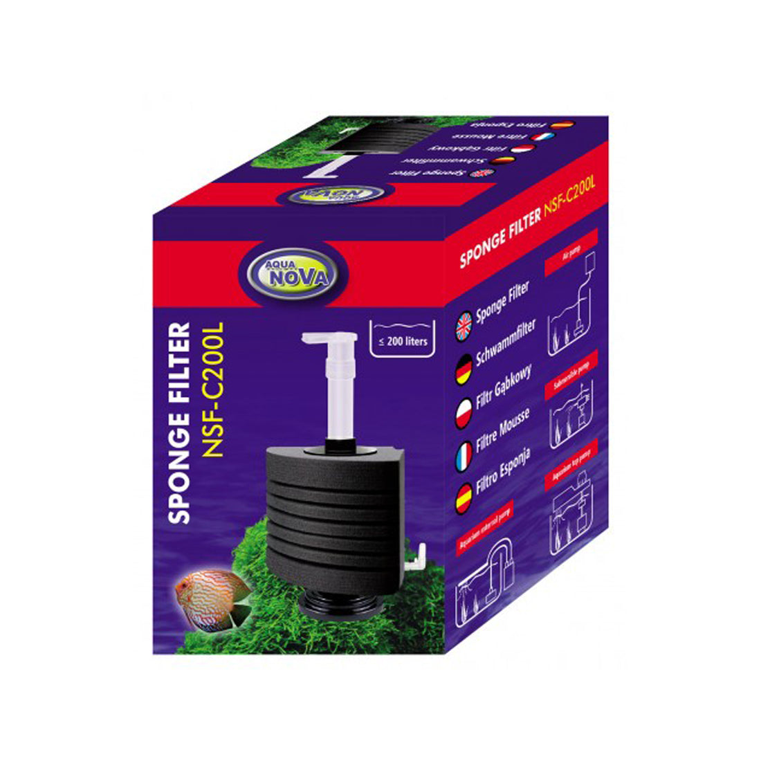 Aqua Nova NSF-C200L Sponge Filter