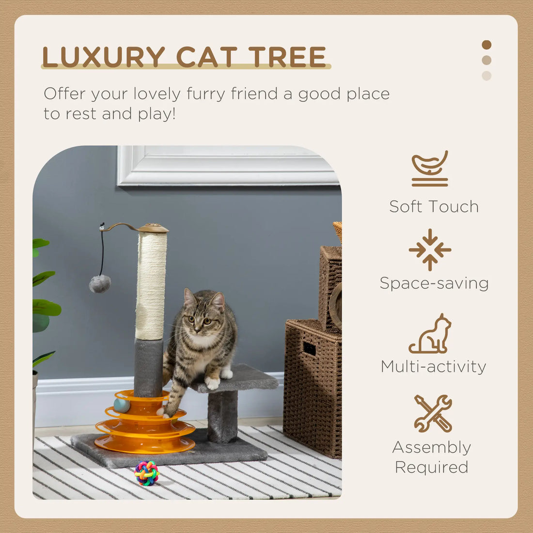 PawHut 56cm Cat Tree Tower Activity Centre