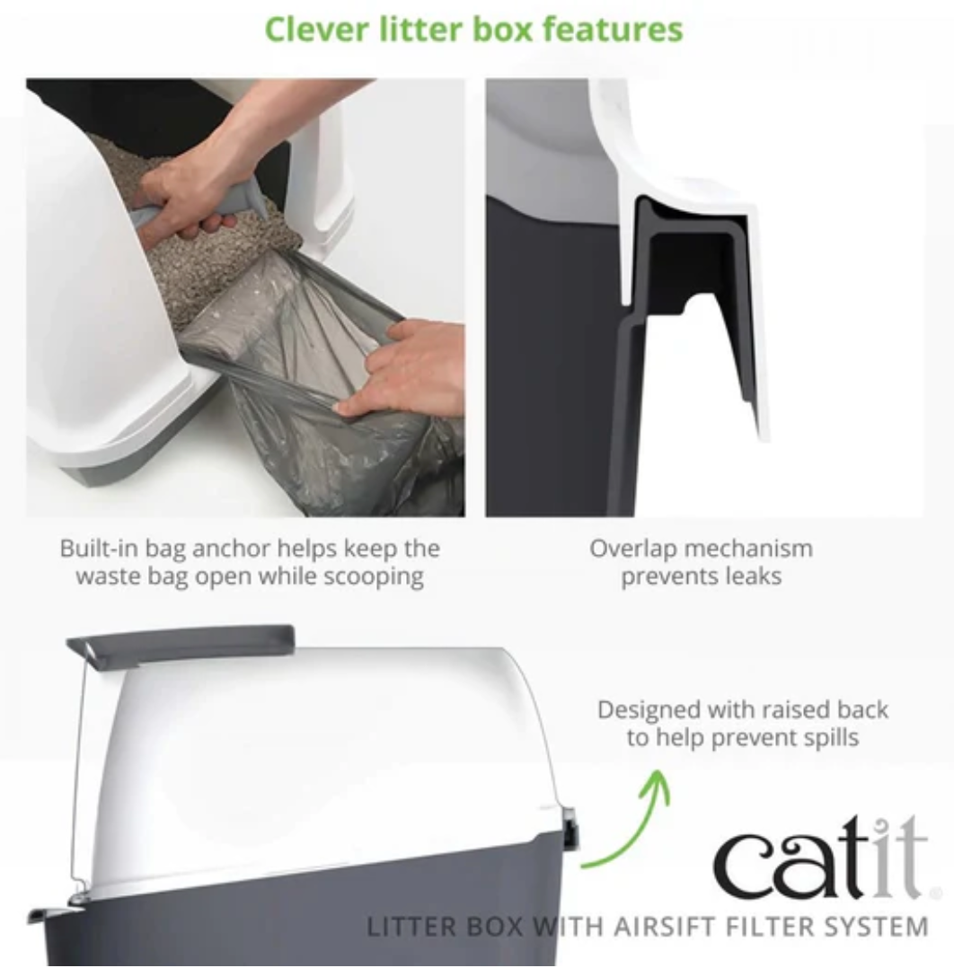 Catit Jumbo Hooded Litter Box With Airsift Filter System