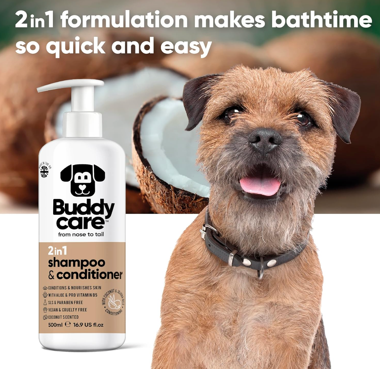 Buddycare 2in1 Dog Shampoo & Conditioner 500ml