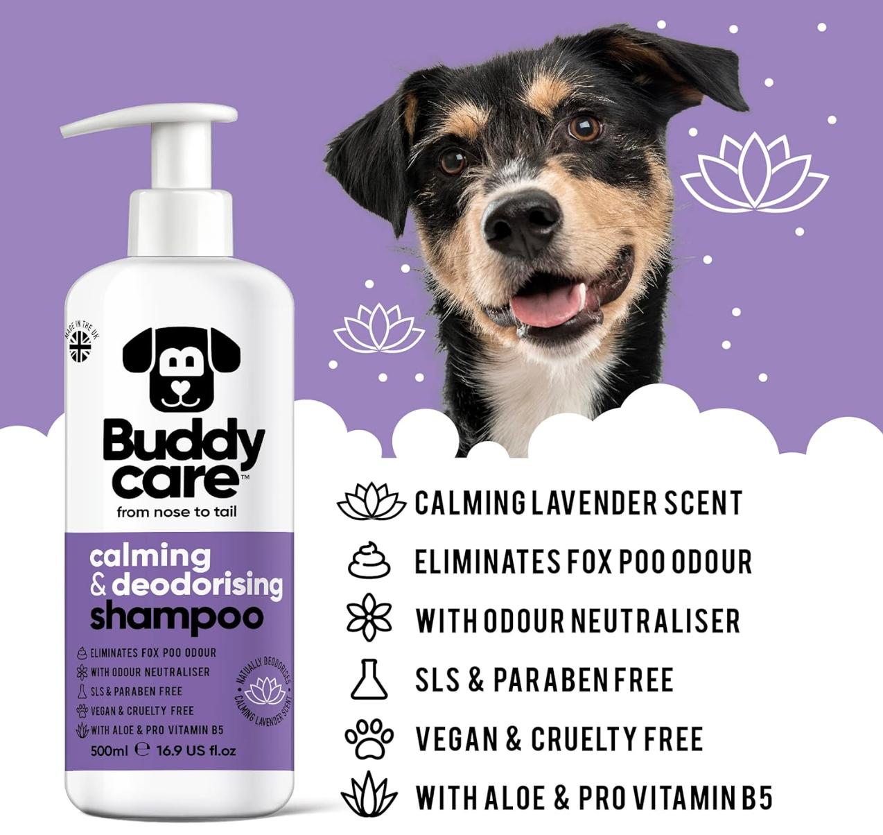 Buddycare Calming & Deodorising Dog Shampoo 500ml