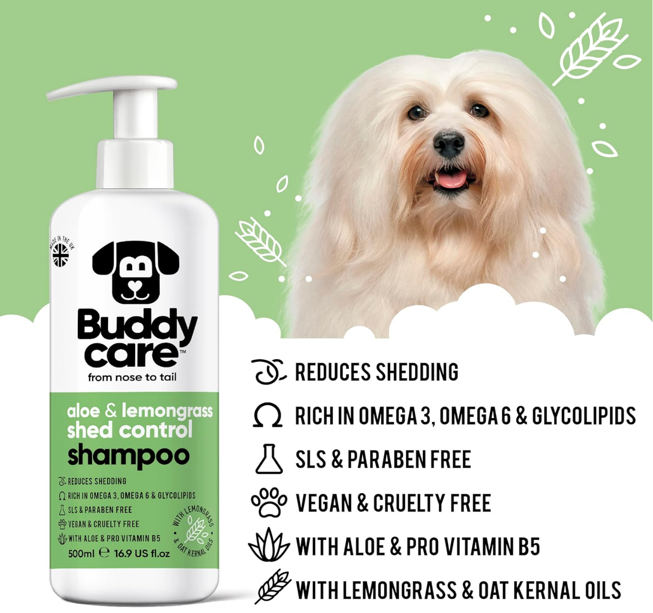 Buddycare Shed Control Dog Shampoo 500ml