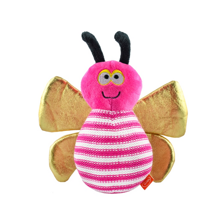 Pet Nova Squeaking Pink Bee Plush Dog Toy