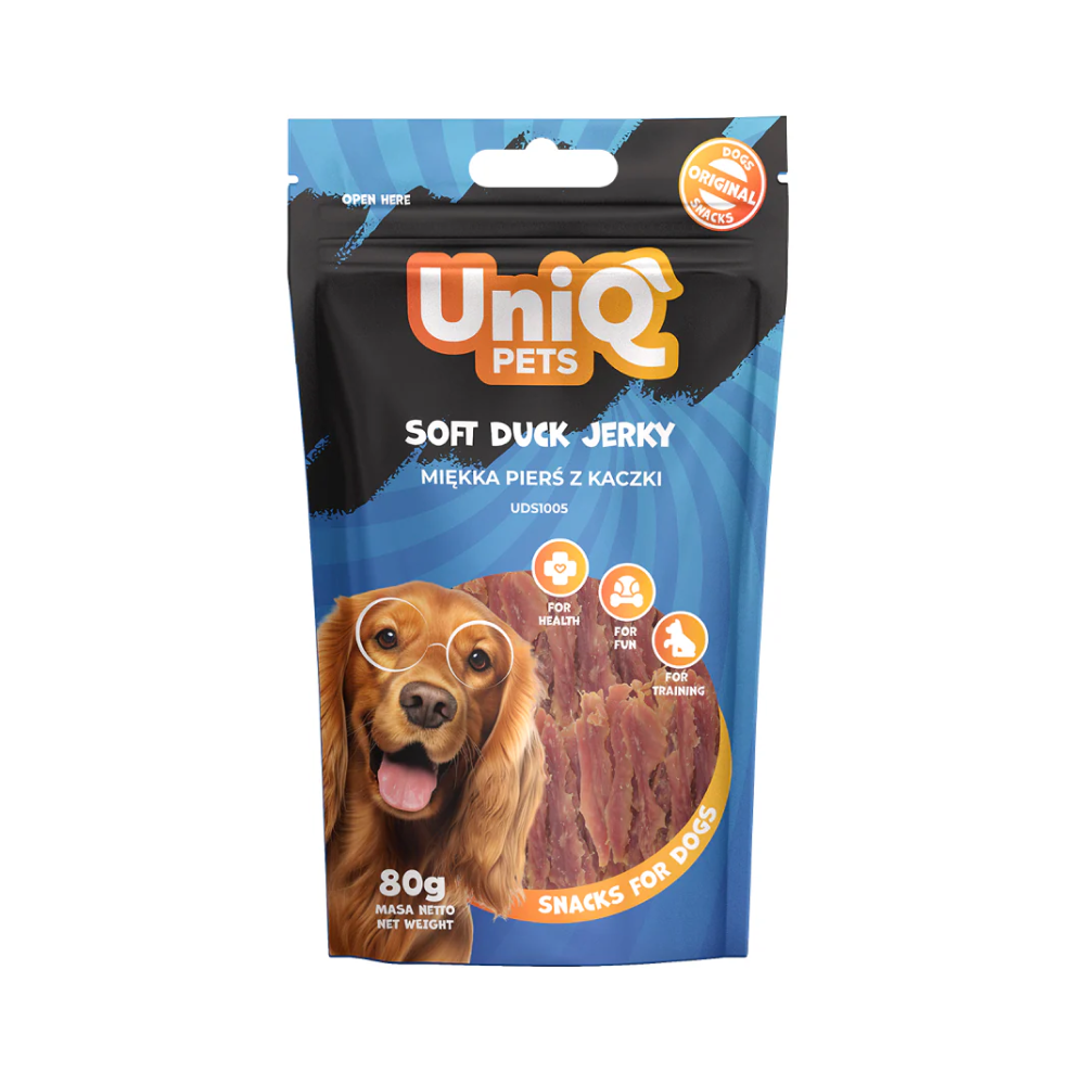 UNIQ PETS Dog Snacks Soft Duck Jerky 80g