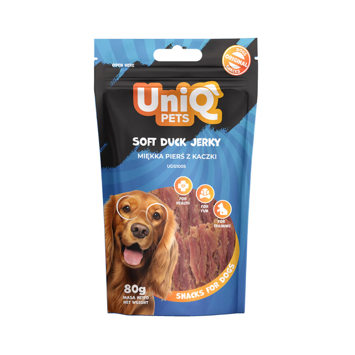 UNIQ PETS Dog Snacks Soft Duck Jerky 80g