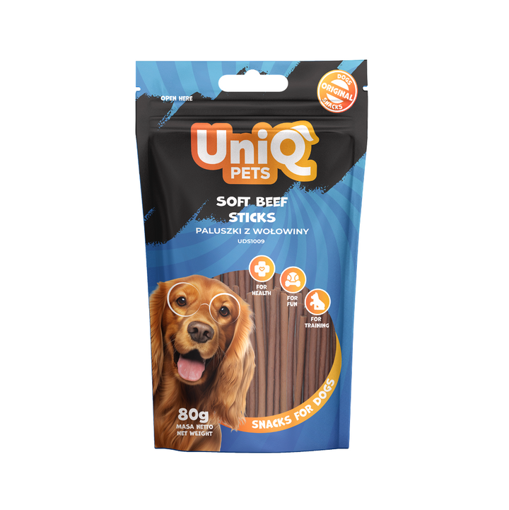 UNIQ PETS Dog Snacks Soft Beef Sticks 80g