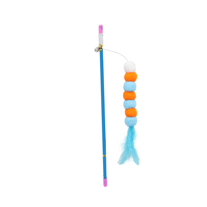 BB Cat Toy Fishing Rod With Rope Plush Caterpillar And Feather 31-51cm
