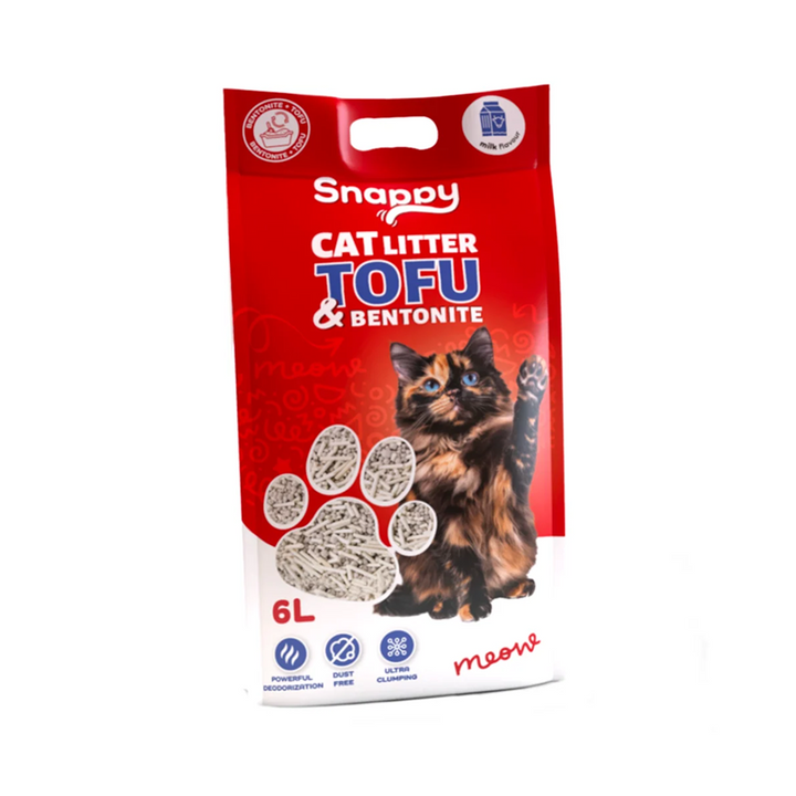 SNAPPY Tofu Cat Litter And Bentonite Mix 2,5kg / 6L Milk