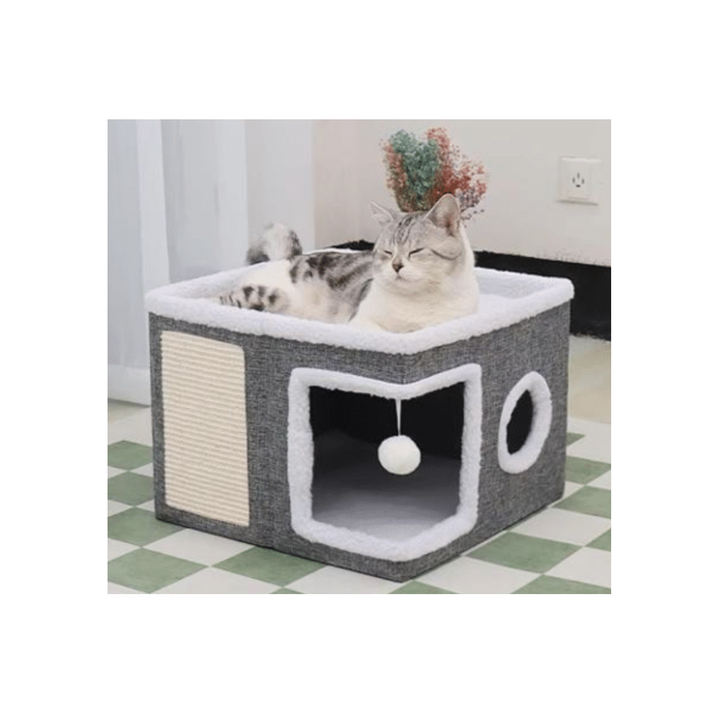 Cat Cave Foldable Cat House With Scratch Pad