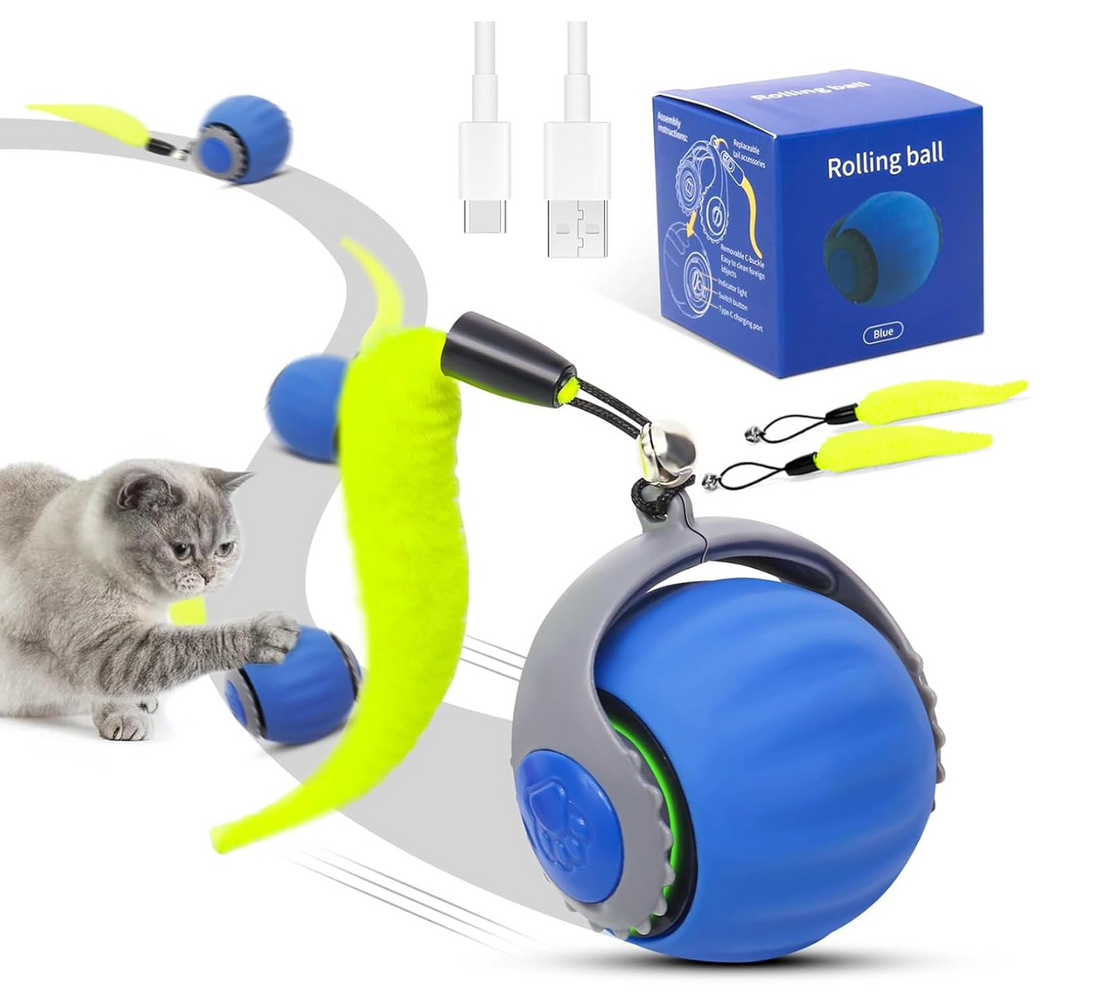 USB Rechargeable Smart Cat Teasing Ball Blue