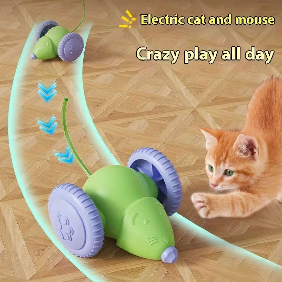 Automatic Electric Mouse & Cat Toy Robot White