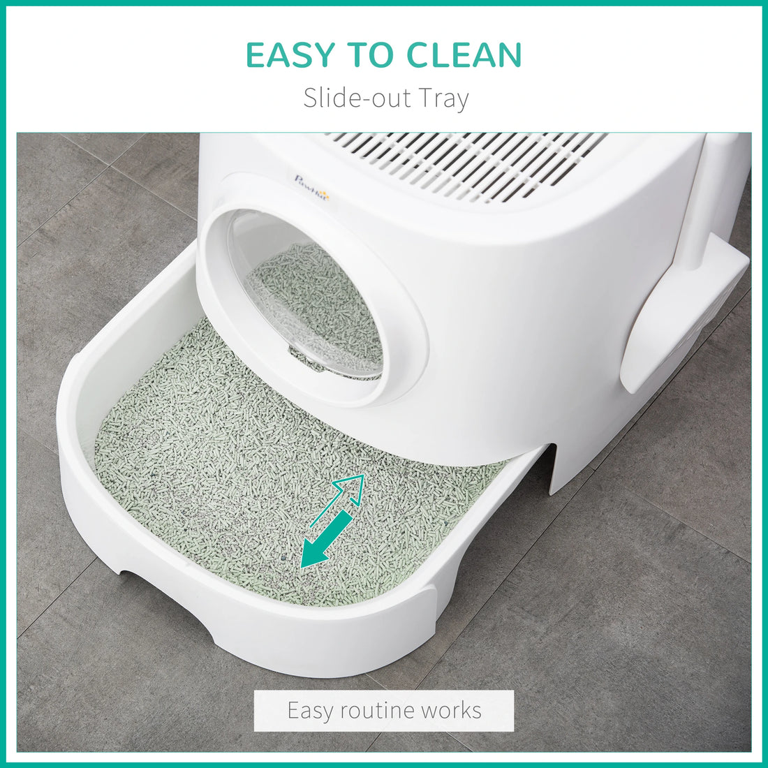 PawHut Portable Cat Litter Box, Pet Toilet with Front Entry Top Exit, Fully Enclosed Kitten Pan with Scoop, White