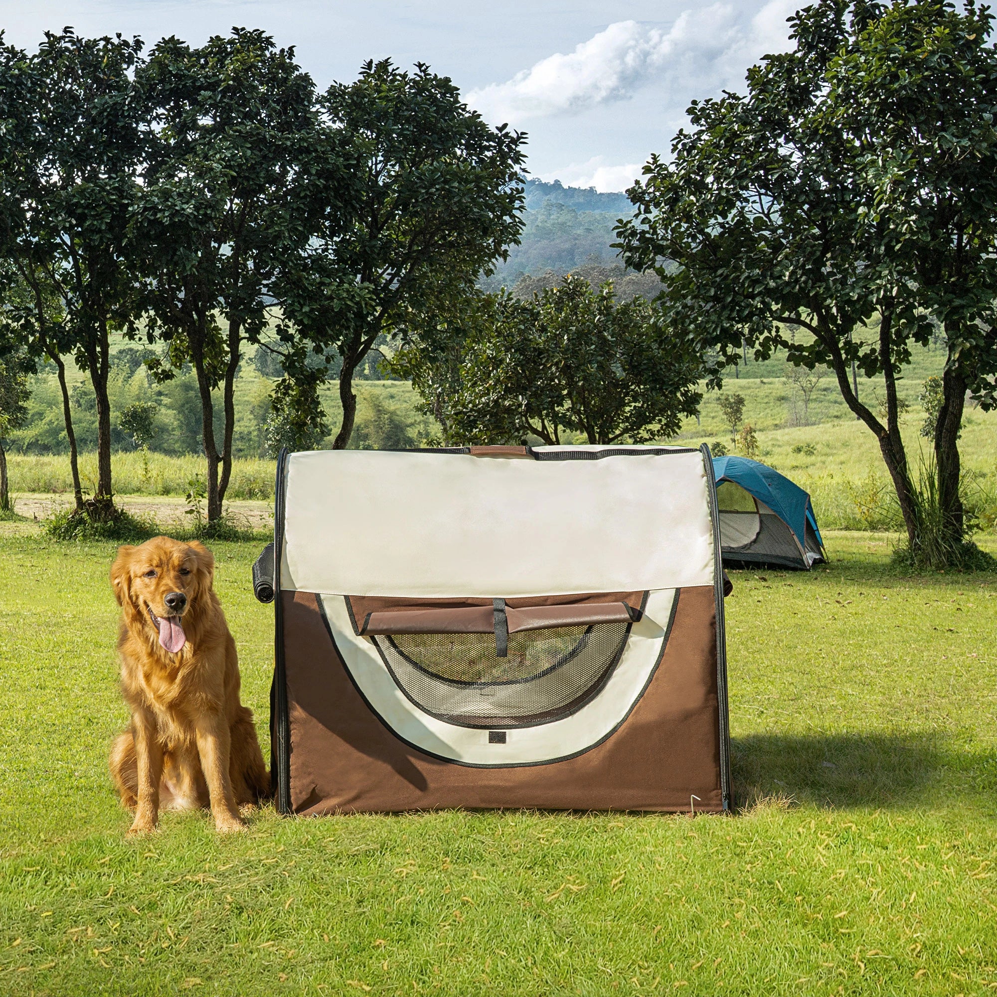 PawHut 97cm Foldable Pet Carrier for Large Medium Dogs, Portable Cat Carrier, Soft Travel Bag