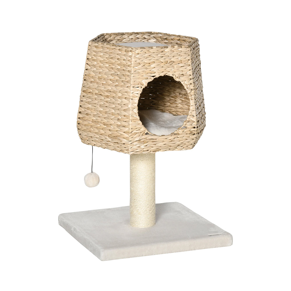 PawHut Cat Tree Tower with Scratching Post for Indoor Cats Climbing Activity Center Kitten Furniture Condo Sisal Natural