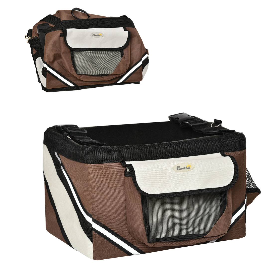 PawHut Dog Bike Basket, 3 in 1 Cat Travel Bag Bicycle Carrier Sling Bag with Storage