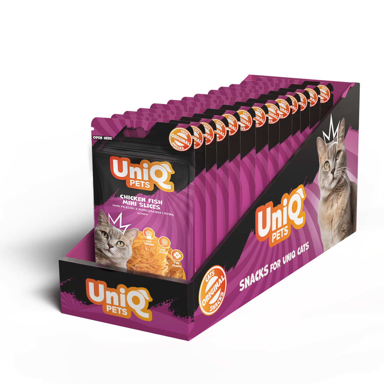 UNIQ PETS Cat Snacks Chicken And Fish Mini Slices 50g