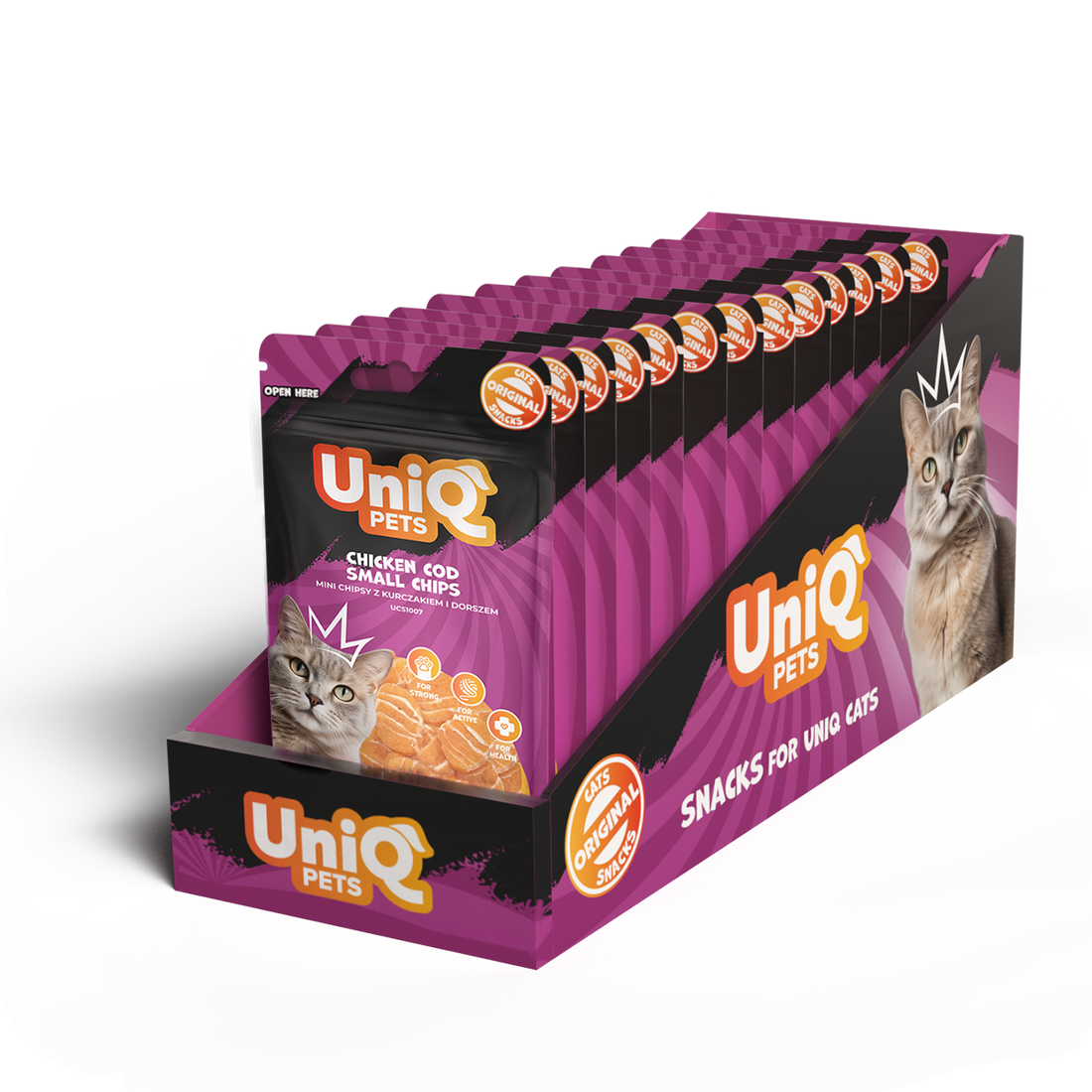 UNIQ PETS Cat Snacks Chicken And Cod Small Chips 50g