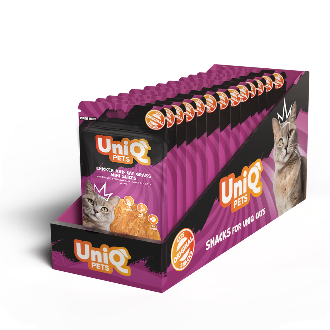 UNIQ PETS Cat Snacks Chicken And Cat Grass Mini Slices 50g