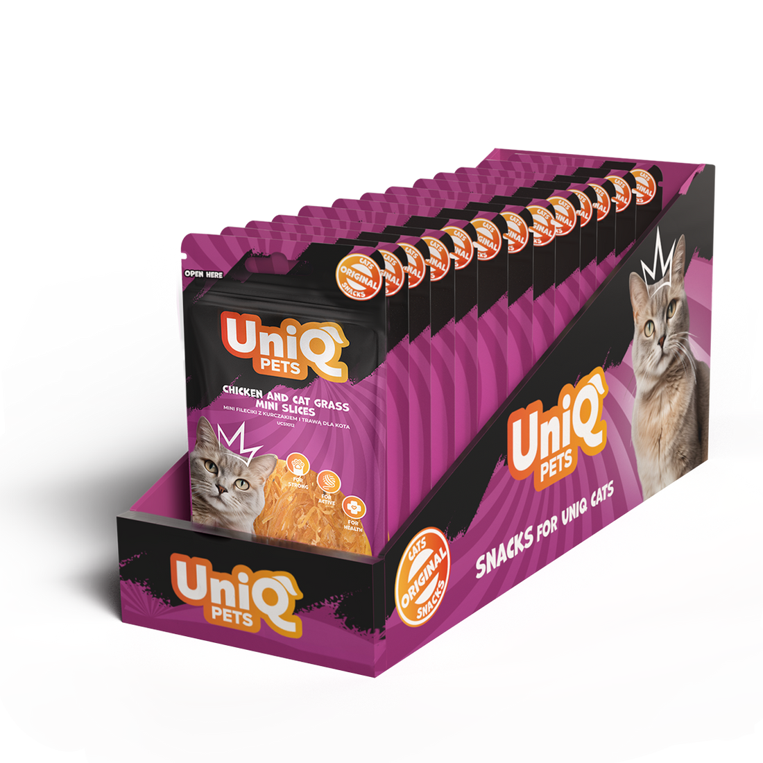 UNIQ PETS Cat Snacks Chicken And Cat Grass Mini Slices 50g