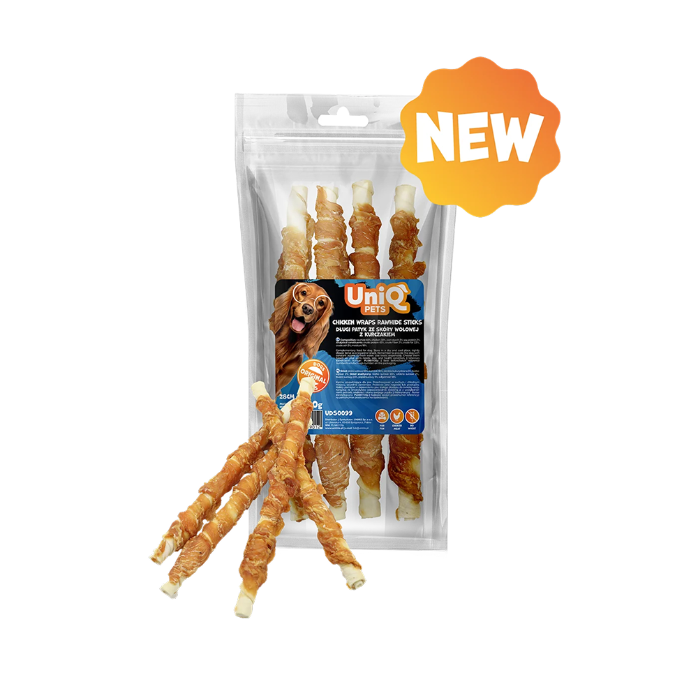 UNIQ PETS Dog Snacks Chicken Wraps Rawhide Sticks 28cm 320g