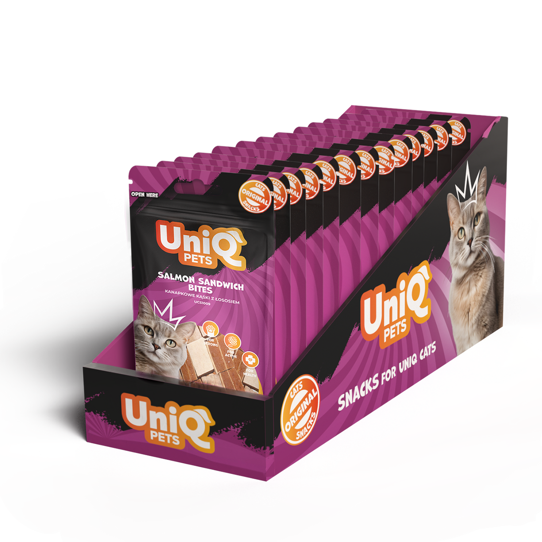 UNIQ PETS Cat Snacks Salmon Sandwich Bites 50g