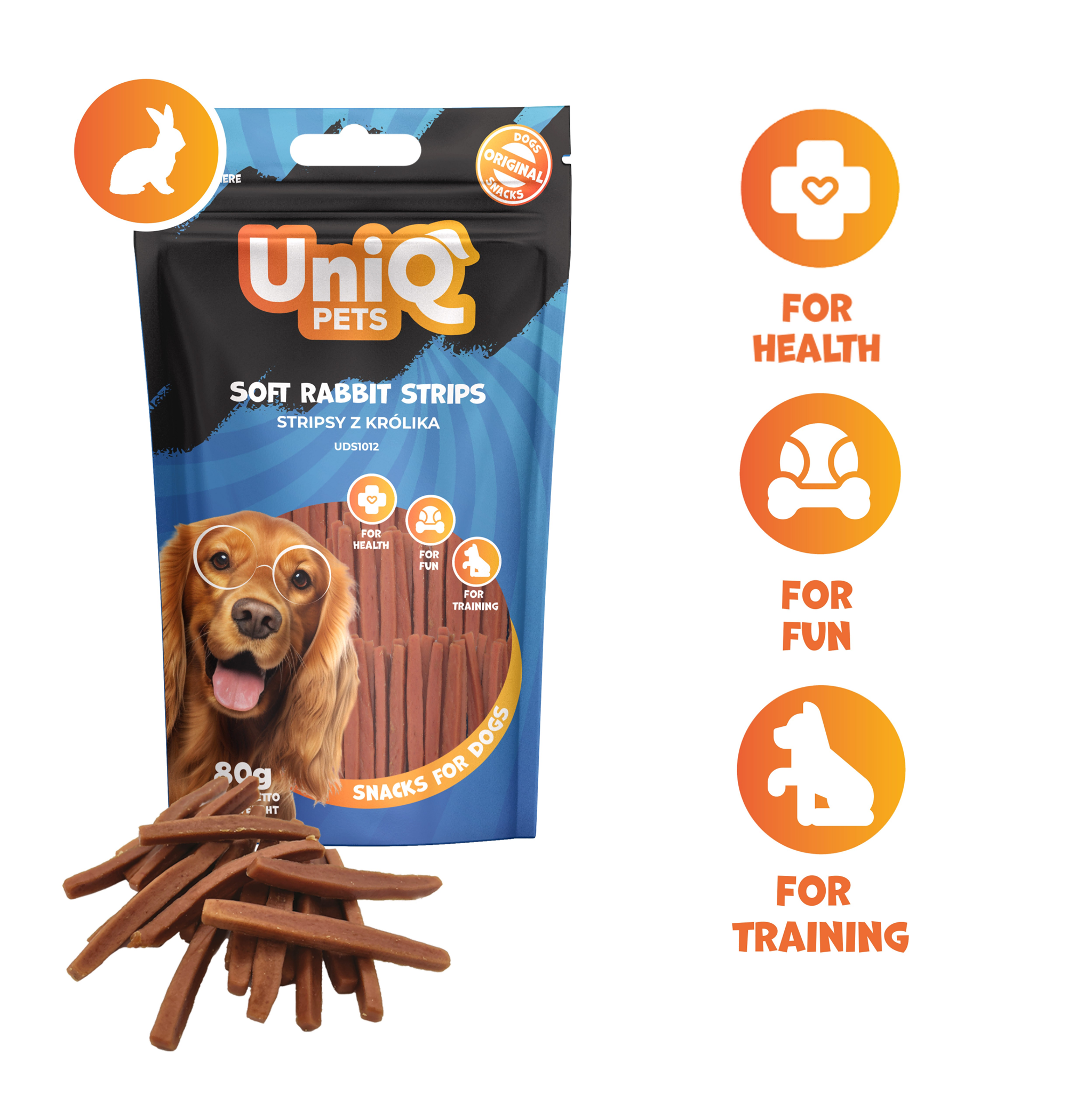 UNIQ PETS Dog Snacks Soft Rabbit Strips 80g