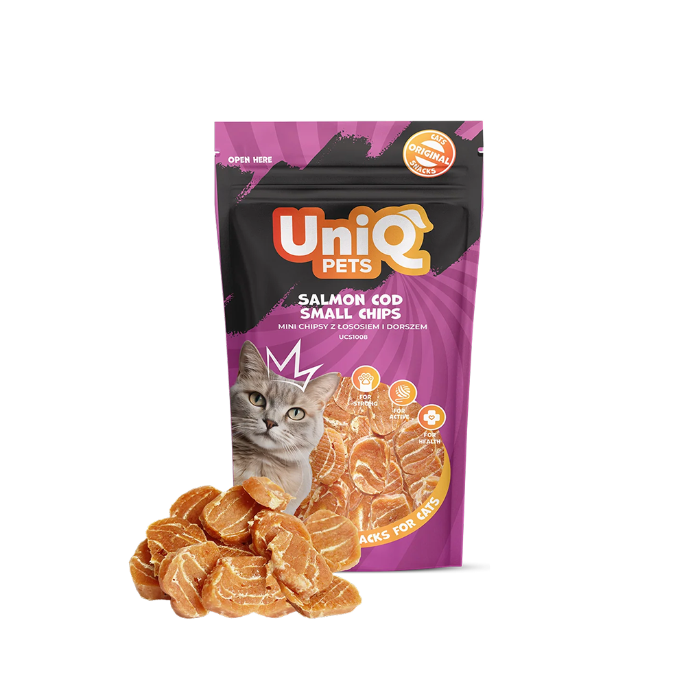 UNIQ PETS Cat Snacks Salmon And Cod Small Chips 50g