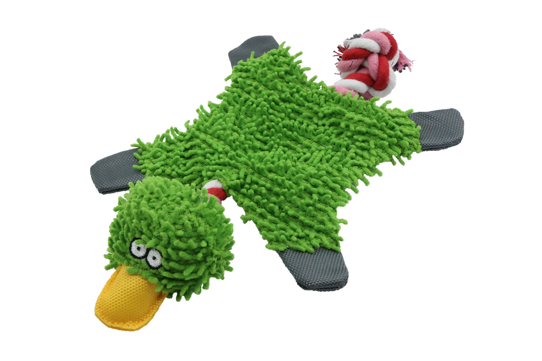 BB Dog Cuddle Toy Green Duck With Squeaker 29x18cm