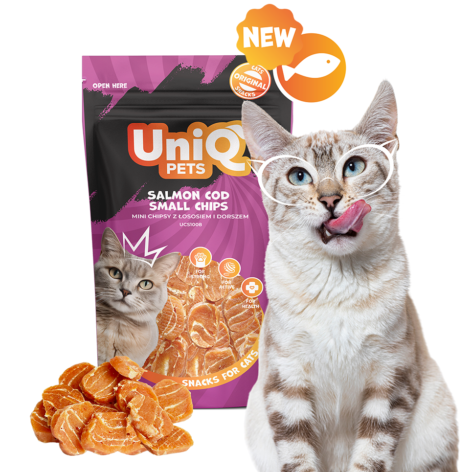 UNIQ PETS Cat Snacks Salmon And Cod Small Chips 50g